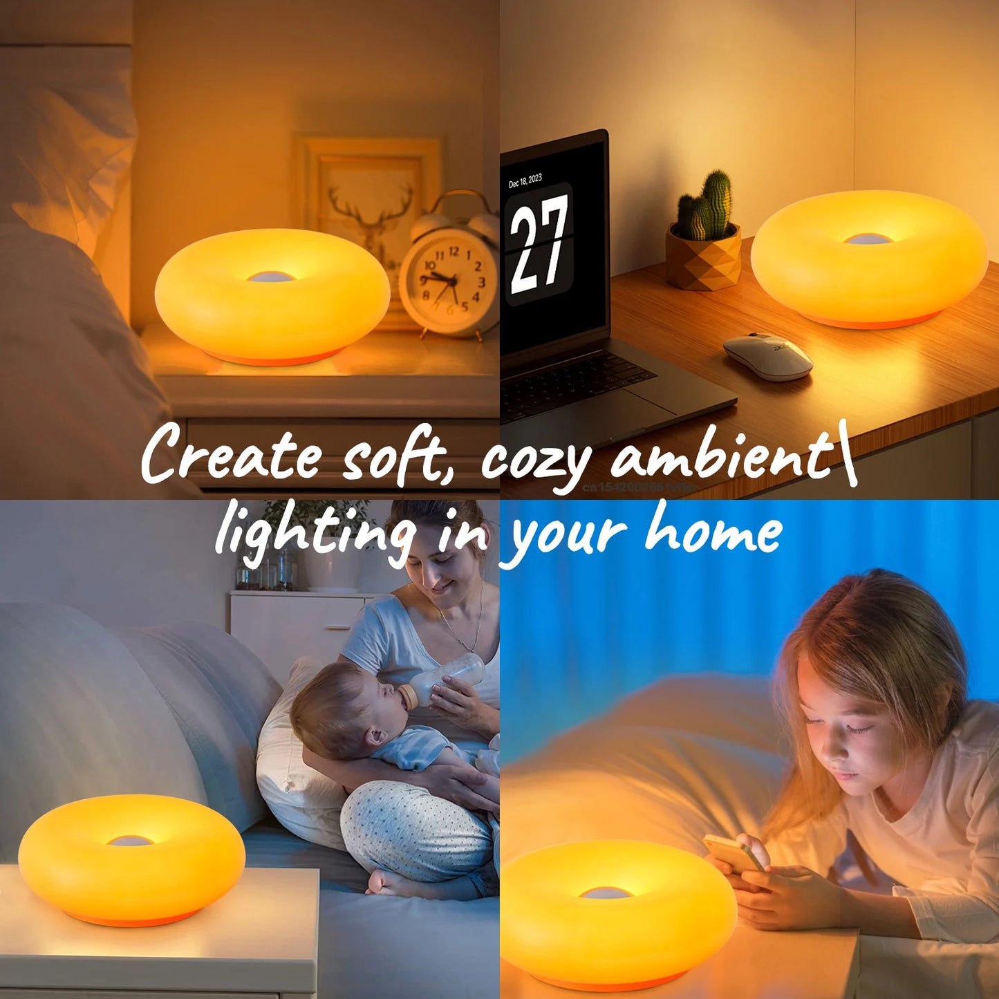 Donut orange lamp with touch switch