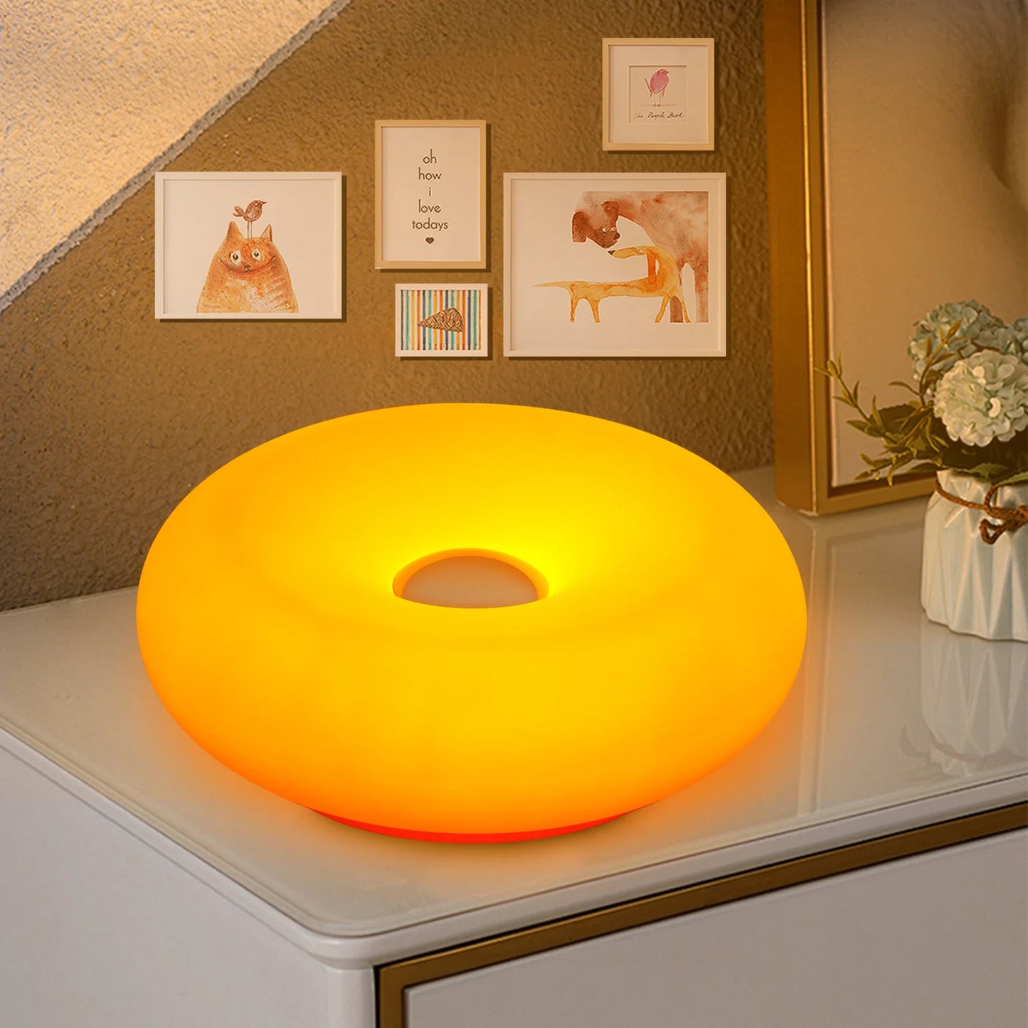Donut orange lamp with touch switch